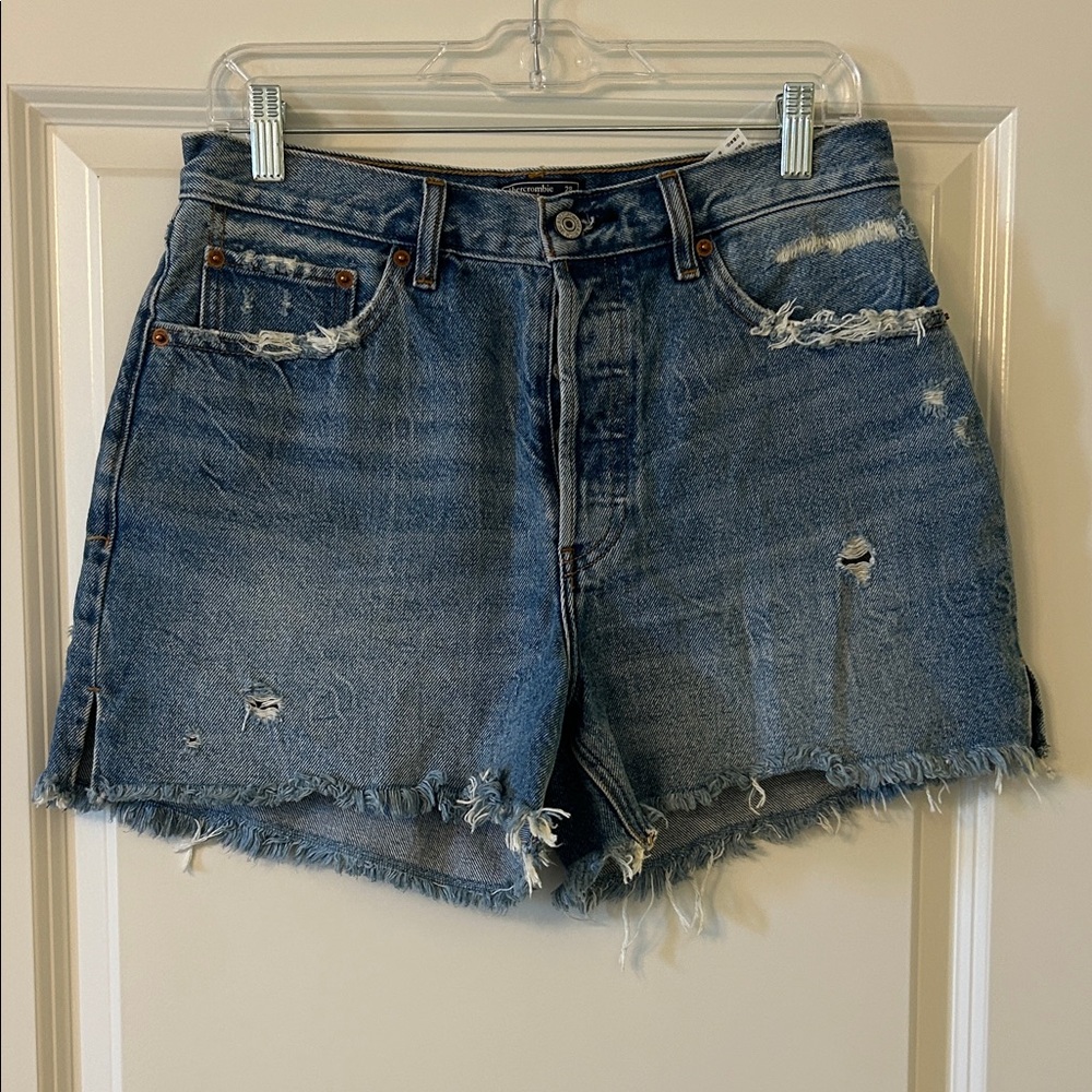 Abercrombie & Fitch Blue Distressed Jean Shorts